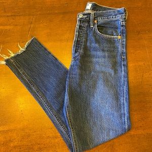 Algolde button fly high rise size 24 with frayed bottoms